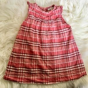 Burberry Red Crinkle Cotton Check Dress